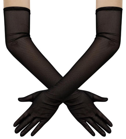 Hazhlko Women's Long Mesh Tulle Sheer Gloves Opera Party Gloves