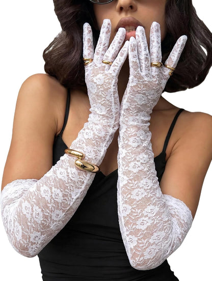 Avidlove Women's Long Lace Gloves for Formal Dress Tea Party Opera Gloves