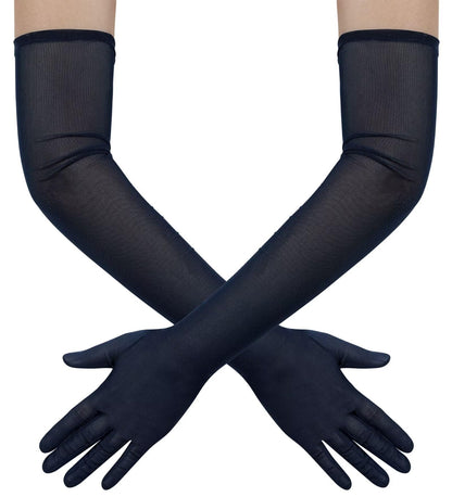 Hazhlko Women's Long Mesh Tulle Sheer Gloves Opera Party Gloves