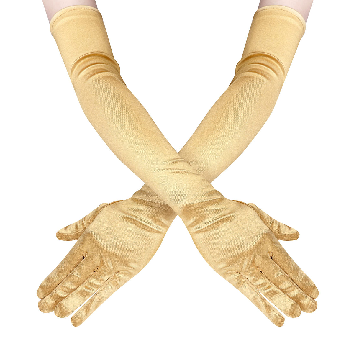Long Opera Satin Gloves for Women Costume Elbow Length 1920s Dress, 21 inch