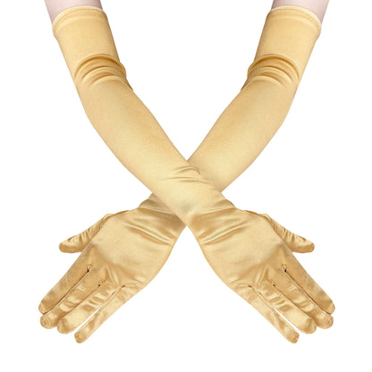 Long Opera Satin Gloves for Women Costume Elbow Length 1920s Dress, 21 inch