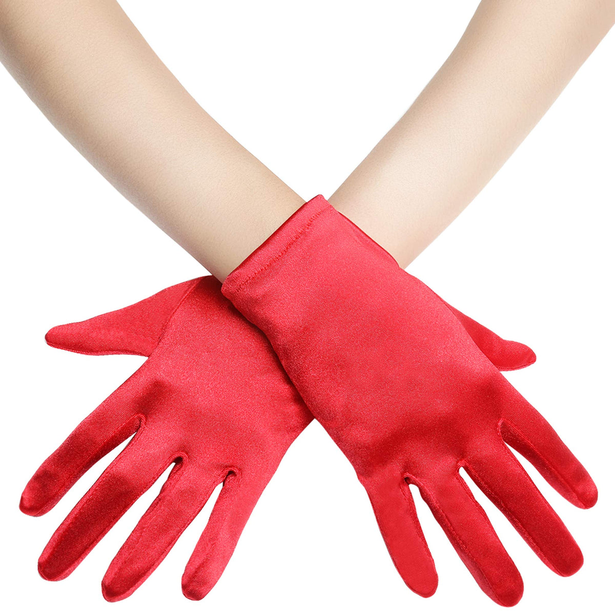 BABEYOND Short Satin Opera Gloves for Women 1920s Bridal Tea Party Gloves
