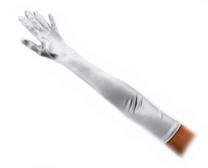 SACASUSA 23" Extra Long Super Stretch Over the Elbow Party Bridal Dance Sexy Satin Gloves A-Grade Quality 16BL 58cm