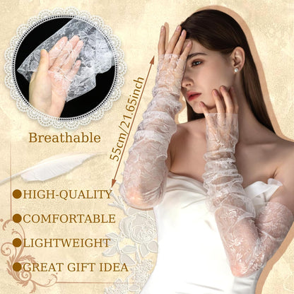 Lace Floral Gloves Bridal Lace Arm Sleeves White Fingerless Gloves