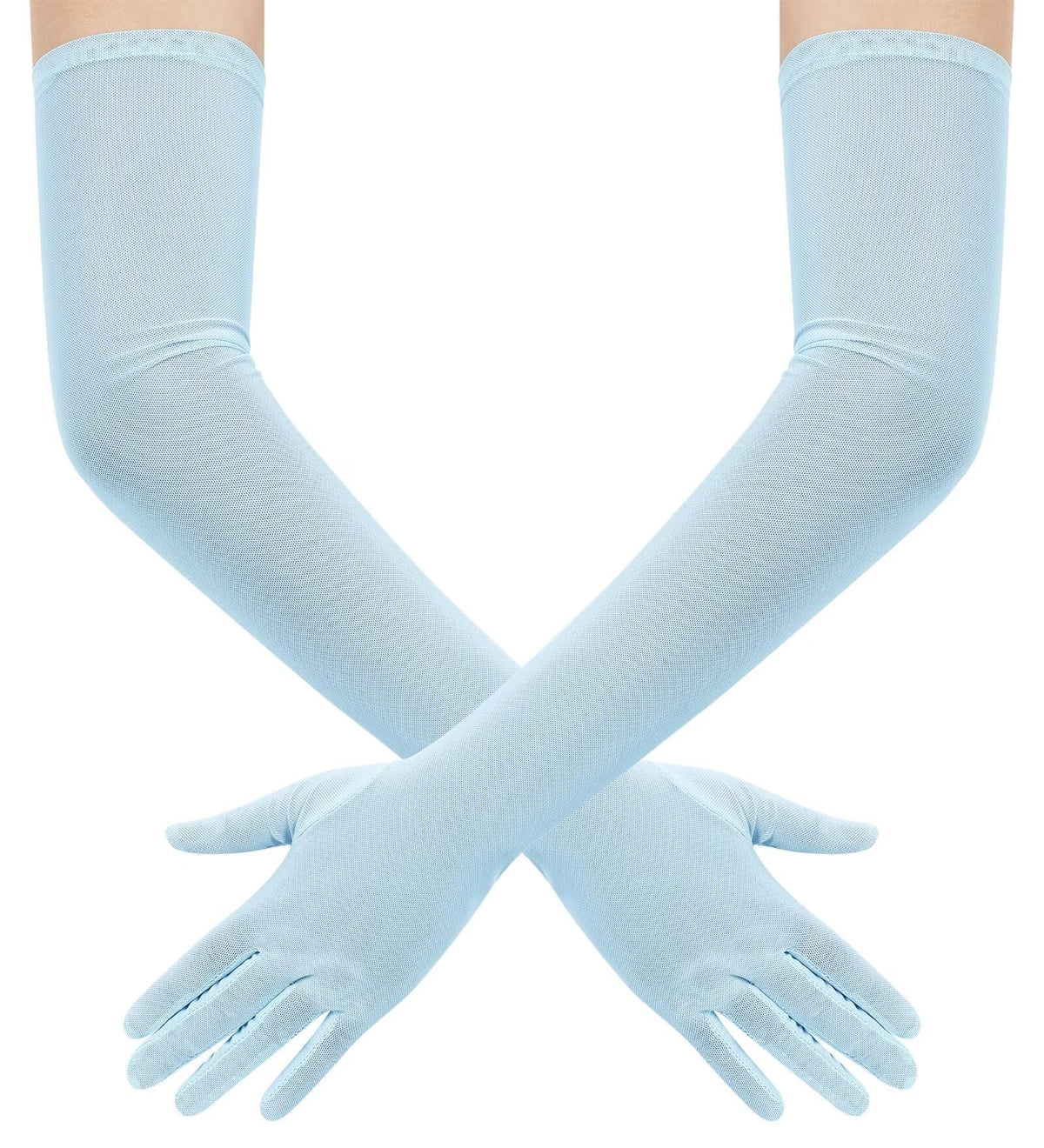 Hazhlko Women's Long Mesh Tulle Sheer Gloves Opera Party Gloves