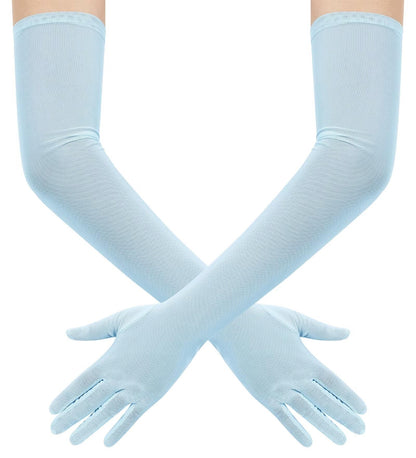 Hazhlko Women's Long Mesh Tulle Sheer Gloves Opera Party Gloves