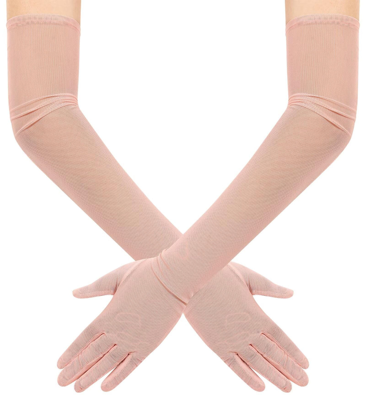 Hazhlko Women's Long Mesh Tulle Sheer Gloves Opera Party Gloves