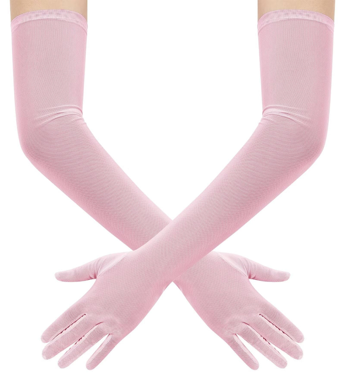 Hazhlko Women's Long Mesh Tulle Sheer Gloves Opera Party Gloves