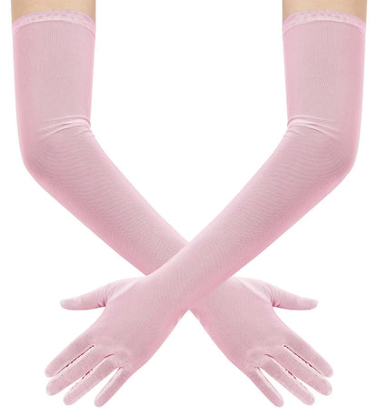 Hazhlko Women's Long Mesh Tulle Sheer Gloves Opera Party Gloves