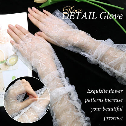 Lace Floral Gloves Bridal Lace Arm Sleeves White Fingerless Gloves
