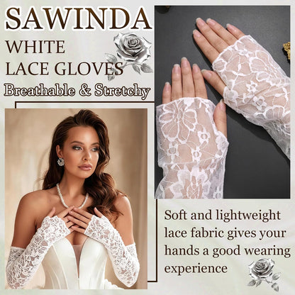 Long Lace Gloves Fingerless Bridal Arm Sleeves