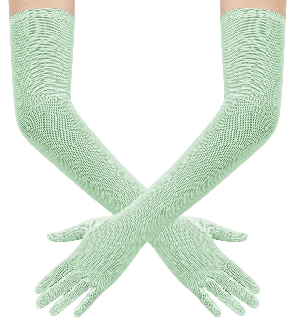 Hazhlko Women's Long Mesh Tulle Sheer Gloves Opera Party Gloves