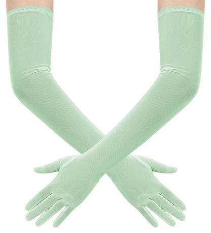 Hazhlko Women's Long Mesh Tulle Sheer Gloves Opera Party Gloves