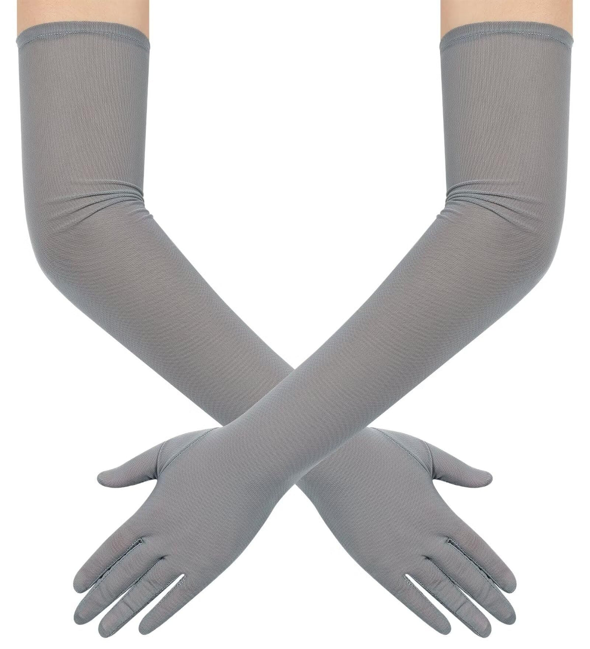 Hazhlko Women's Long Mesh Tulle Sheer Gloves Opera Party Gloves