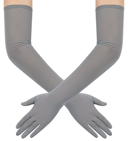 Hazhlko Women's Long Mesh Tulle Sheer Gloves Opera Party Gloves