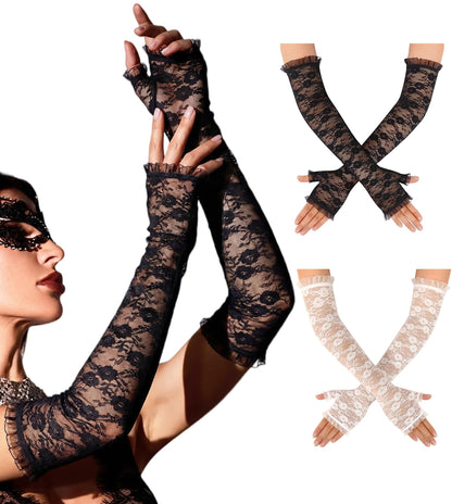 Avidlove Long Lace Gloves for Tea Party Wedding Opera Goth Accessories