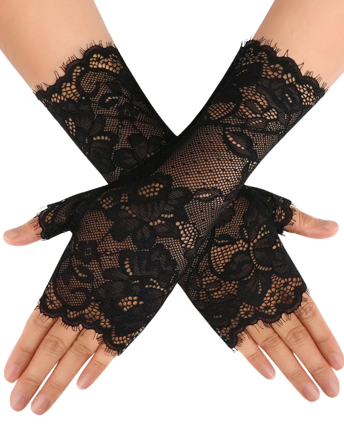 Avidlove Women Short Lace Glove Fingerless Sunblock Wrist Gloves Gothic