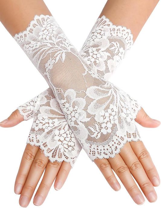 Avidlove Women Short Lace Glove Fingerless Sunblock Wrist Gloves Gothic