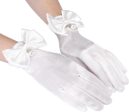 Ayliss Women Bridal Wedding Gloves Satin Short Opera Party 1920s Fancy for Special Occasion Dress Formal Dancing Cosplay