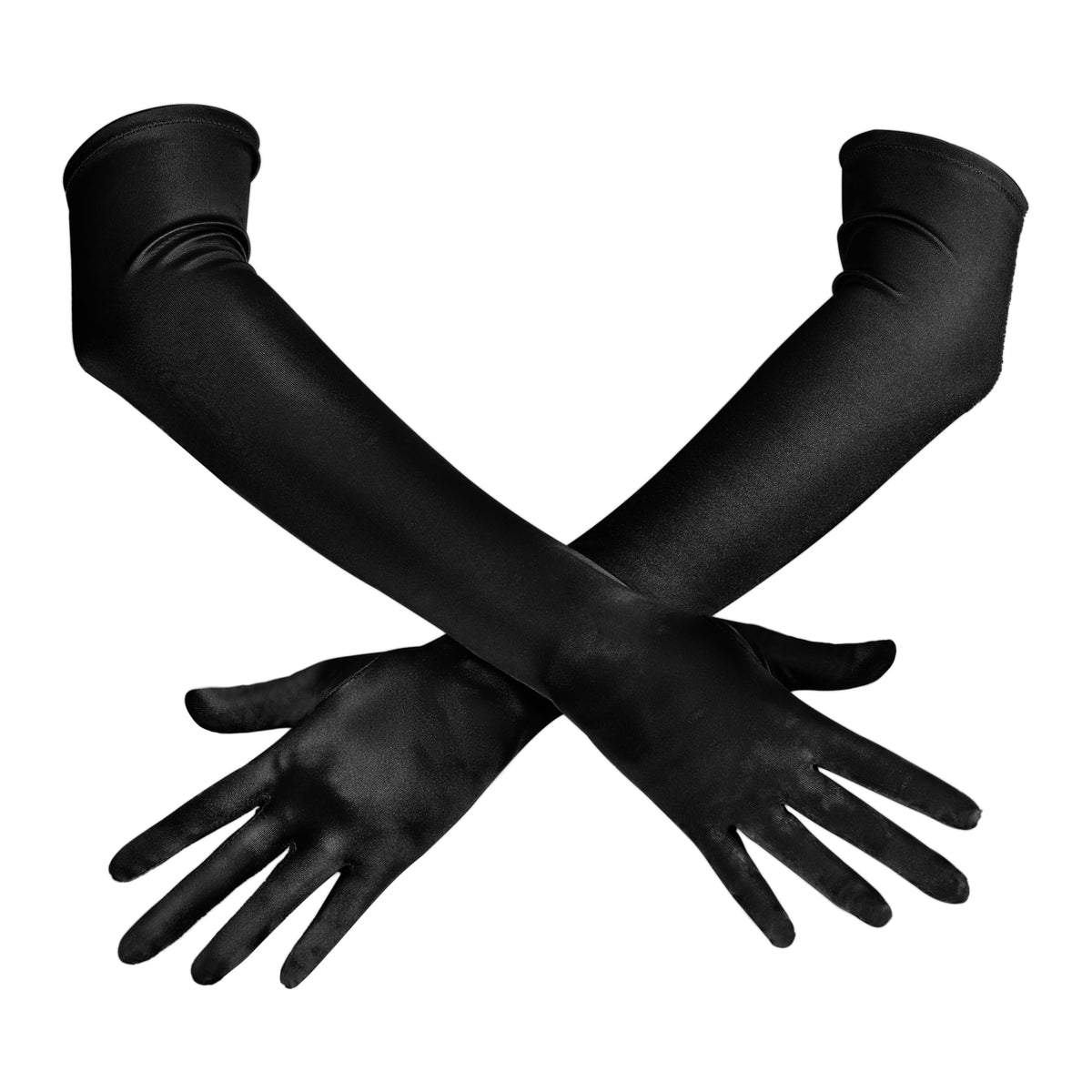 Spooktacular Creations Long Opera Party Gloves, 1920s Satin Gloves Costume for Women, Silk Stretchy Elbow Length Size 21 inch