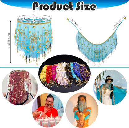 Wuchieal Women's Belly Dance Tribal Face Veil With Halloween Costume Accessory