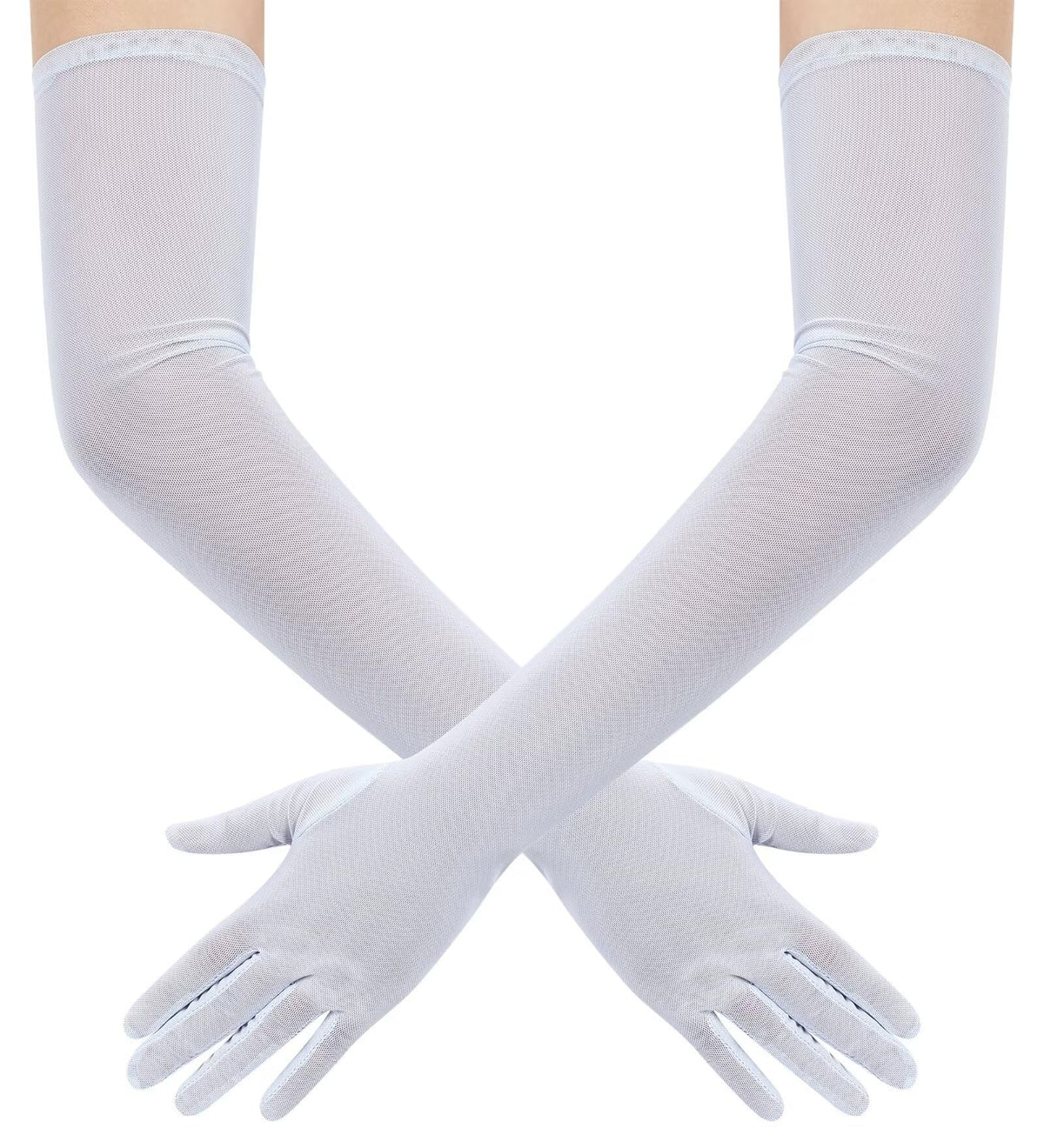 Hazhlko Women's Long Mesh Tulle Sheer Gloves Opera Party Gloves