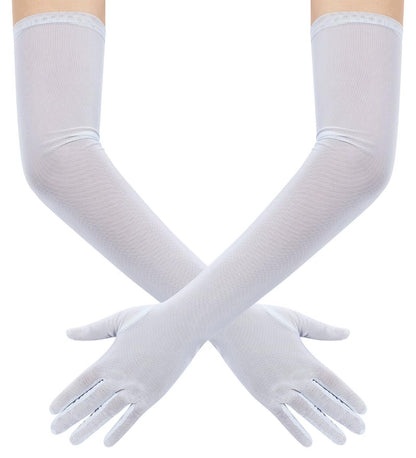 Hazhlko Women's Long Mesh Tulle Sheer Gloves Opera Party Gloves