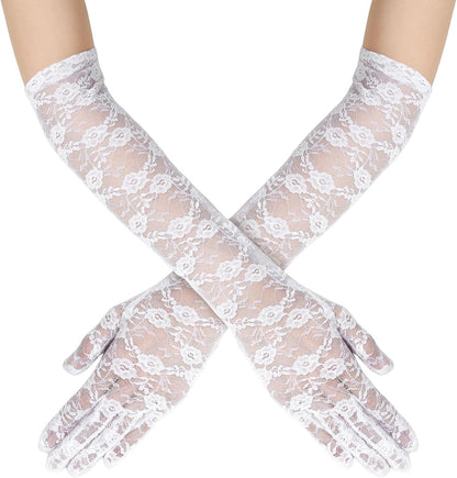 QIUTIMIY Long Lace Opera Gloves for Women, Wedding Tea Party Dress Gloves