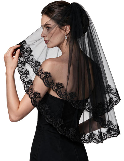 Avidlove Lace Tirm Wedding Veil Bachelorette Bridal Veils Halloween Costume