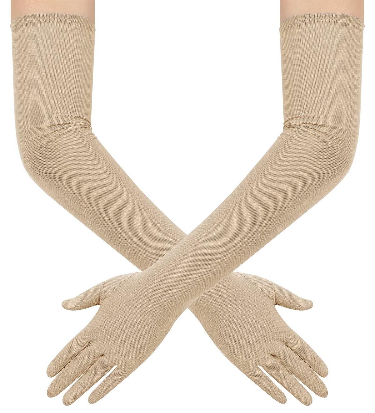 Hazhlko Women's Long Mesh Tulle Sheer Gloves Opera Party Gloves