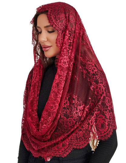 Avidlove Infinity Lace Mantilla Veil Chapel Mass Head Covering Latin Scarf