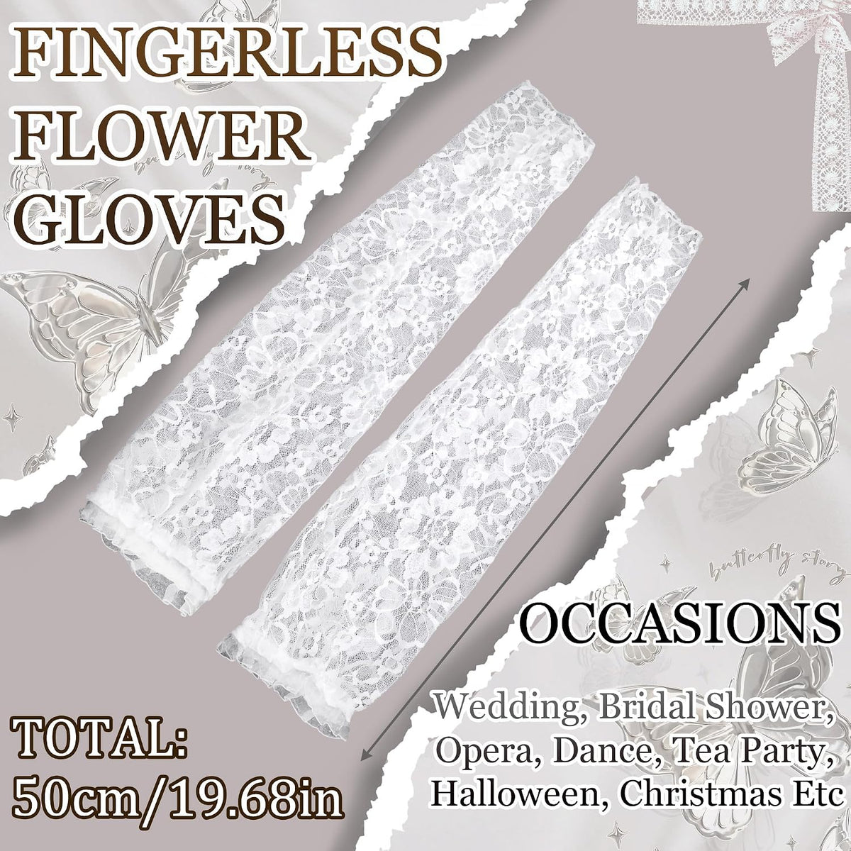 Long Lace Gloves Fingerless Bridal Arm Sleeves