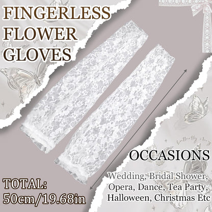 Long Lace Gloves Fingerless Bridal Arm Sleeves