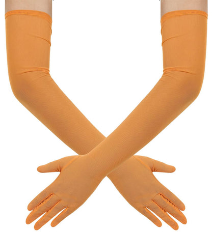 Hazhlko Women's Long Mesh Tulle Sheer Gloves Opera Party Gloves