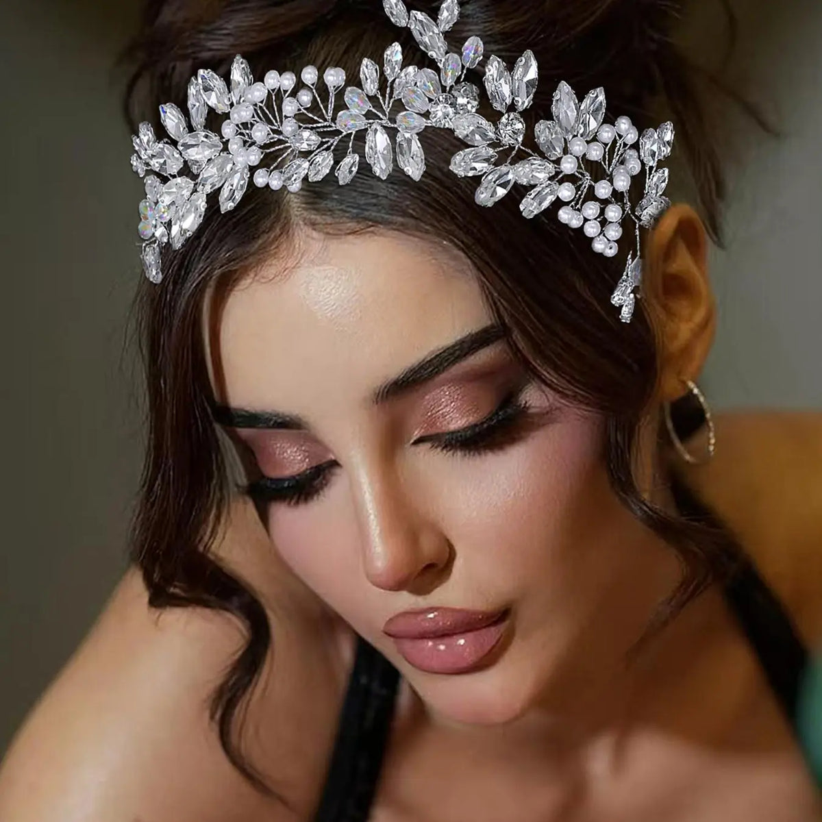 Fashion Faux Crystal & Faux Pearl Decorated Headband, Elegant Bridal Headwear for Wedding Bridal Party Formal Occasions, Minimalist Headwear Suitable for Hair