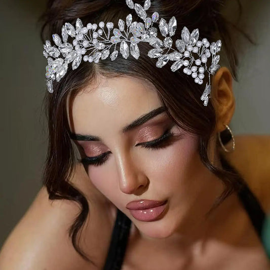 Fashion Faux Crystal & Faux Pearl Decorated Headband, Elegant Bridal Headwear for Wedding Bridal Party Formal Occasions, Minimalist Headwear Suitable for Hair