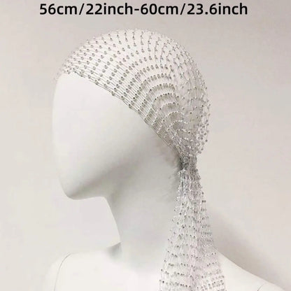 Rhinestone Fishnet Elastic Hairband, Glittering Mesh Veil Headpiece for Women, Bridal Headband, Fashion Accessory for Daily Wedding Party Dance