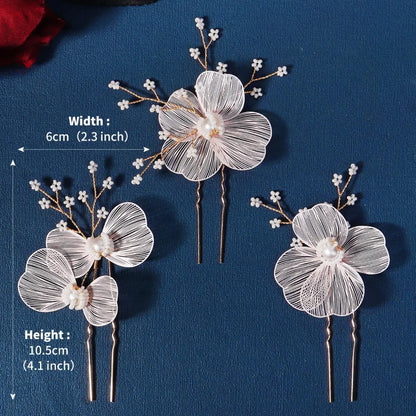 Flower Design Hair Comb, Faux Pearl Decorated Hair Comb, Elegant Bridal Headwear for Wedding Party Formal Occasions, Fashion Hair Accessories for Women