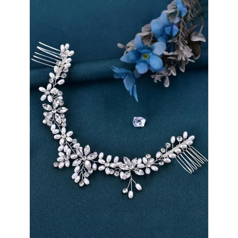 Faux Pearl & Rhinestone Decorated Bridal Headwear, Elegant Exquisite Bridal Headwear, Wedding Party Decor, Bridal Headwear for Wedding Party Decor, Tiara, Headpiece, Bridal Accessories