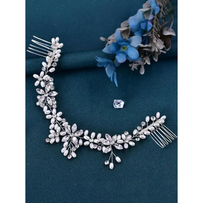 Faux Pearl & Rhinestone Decorated Bridal Headwear, Elegant Exquisite Bridal Headwear, Wedding Party Decor, Bridal Headwear for Wedding Party Decor, Tiara, Headpiece, Bridal Accessories