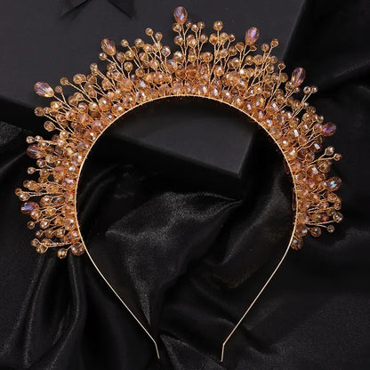 9-Color Crystal Bridal Crown Headband, Silver Bedazzled Diamond Accent Hairpiece, Handmade Luxury Hair Accessory for Brides (Bridal Shower, Ceremony, Birthday, Pink Headbands Option), Bedazzled Diamond Accent Headbands