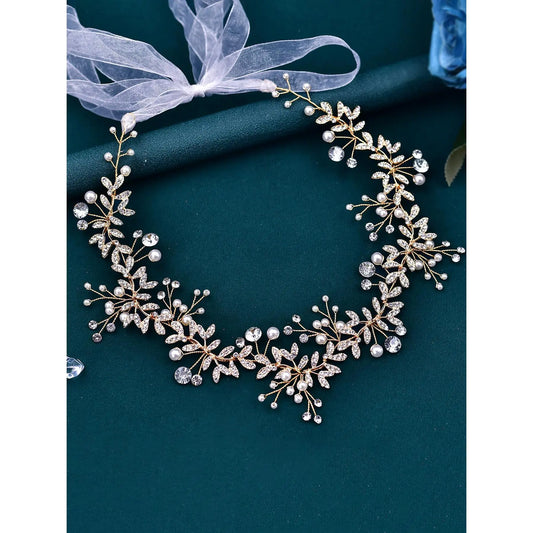 Leaf Design Bridal Headband, Elegant Rhinestone Decor Headband for Wedding Bridal Party Formal Occasions, Fashion Hair Accessories for Women