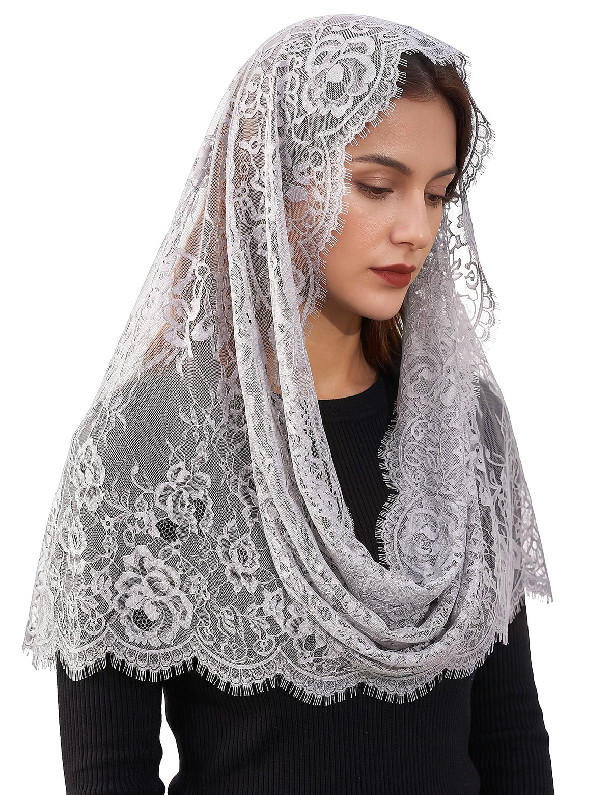 Chapel Lace Mantilla Veil Infinity Latin Mass Head Covering Spanish Style