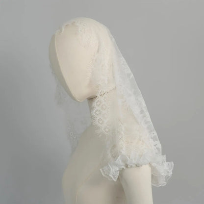 Bridal lace veil new style floral headpiece wedding accessory short sheer single-layer face cover