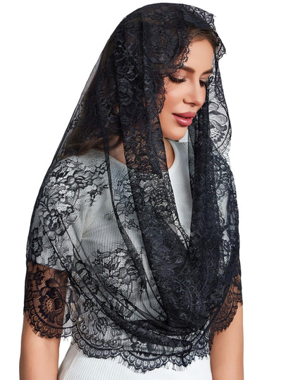 Avidlove Infinity Lace Mantilla Veil Chapel Mass Head Covering Latin Scarf