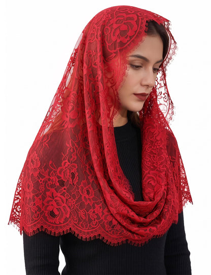 Chapel Lace Mantilla Veil Infinity Latin Mass Head Covering Spanish Style