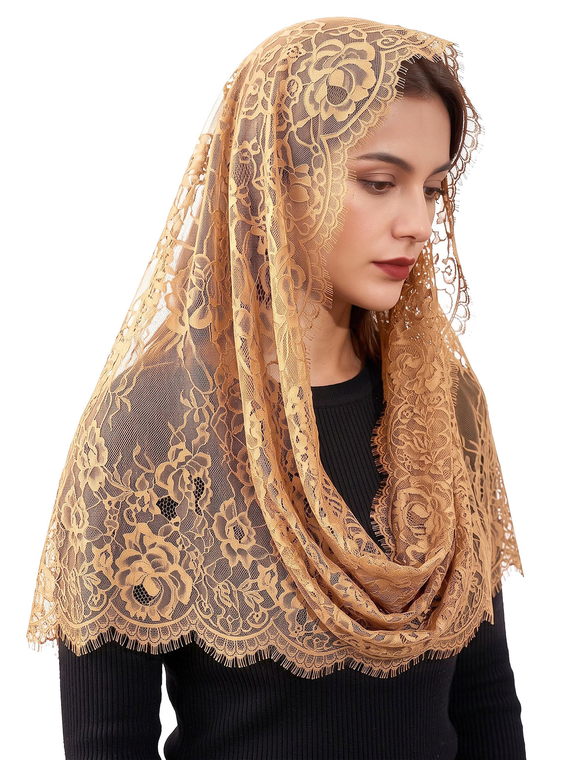 Chapel Lace Mantilla Veil Infinity Latin Mass Head Covering Spanish Style