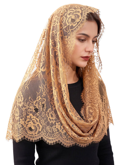 Chapel Lace Mantilla Veil Infinity Latin Mass Head Covering Spanish Style