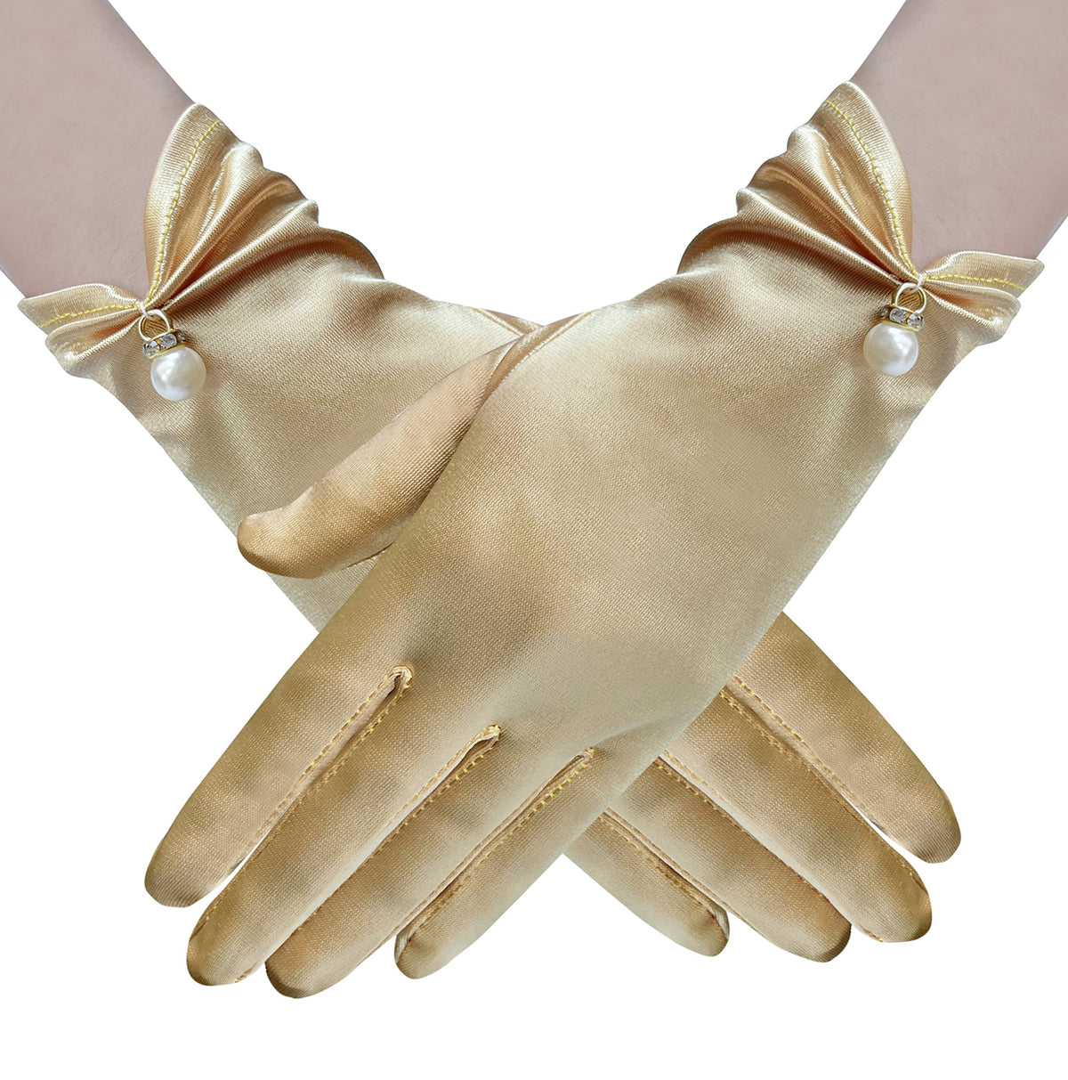 Gionforsy Floral Lace Gloves for Bridal Elegant Short Wrist Opera Gloves