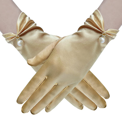 Gionforsy Floral Lace Gloves for Bridal Elegant Short Wrist Opera Gloves